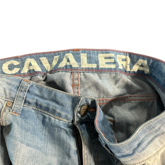Cavalera Men’s Distressed Straight Leg Jeans 34X33 Logo Pockets Biker Rock Moto - Picture 8 of 11